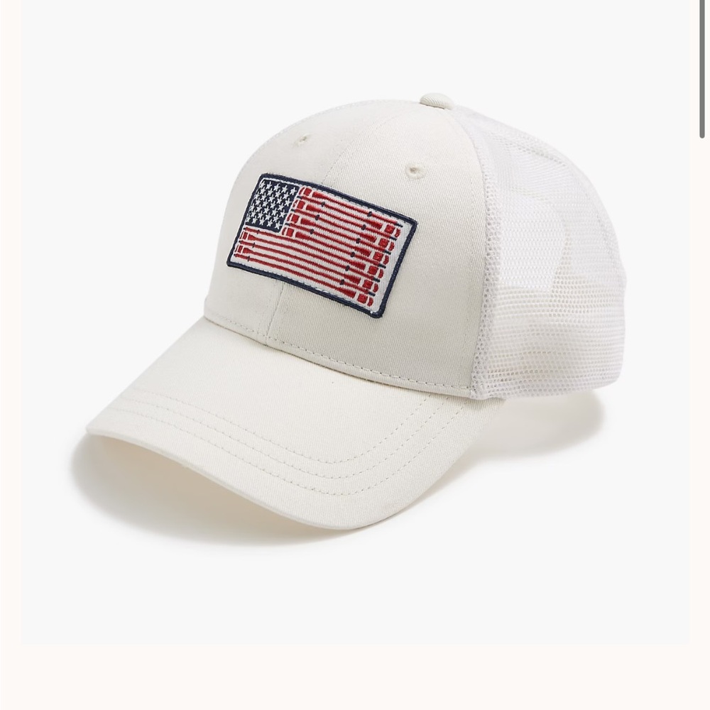 J. CREW Trucker Hat with Flag Patch